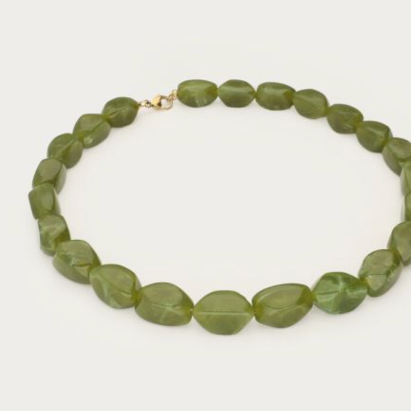 MY JEWELLERY MY JEWELLERY - Groene statement ketting met ovalen kralen