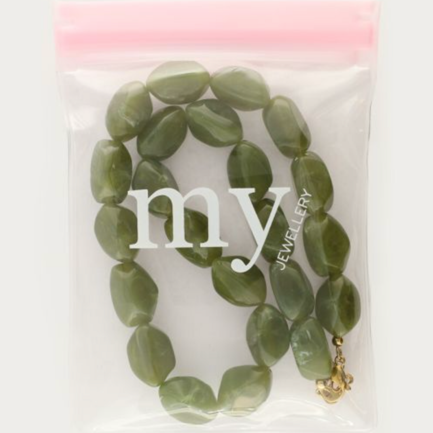 MY JEWELLERY MY JEWELLERY - Groene statement ketting met ovalen kralen