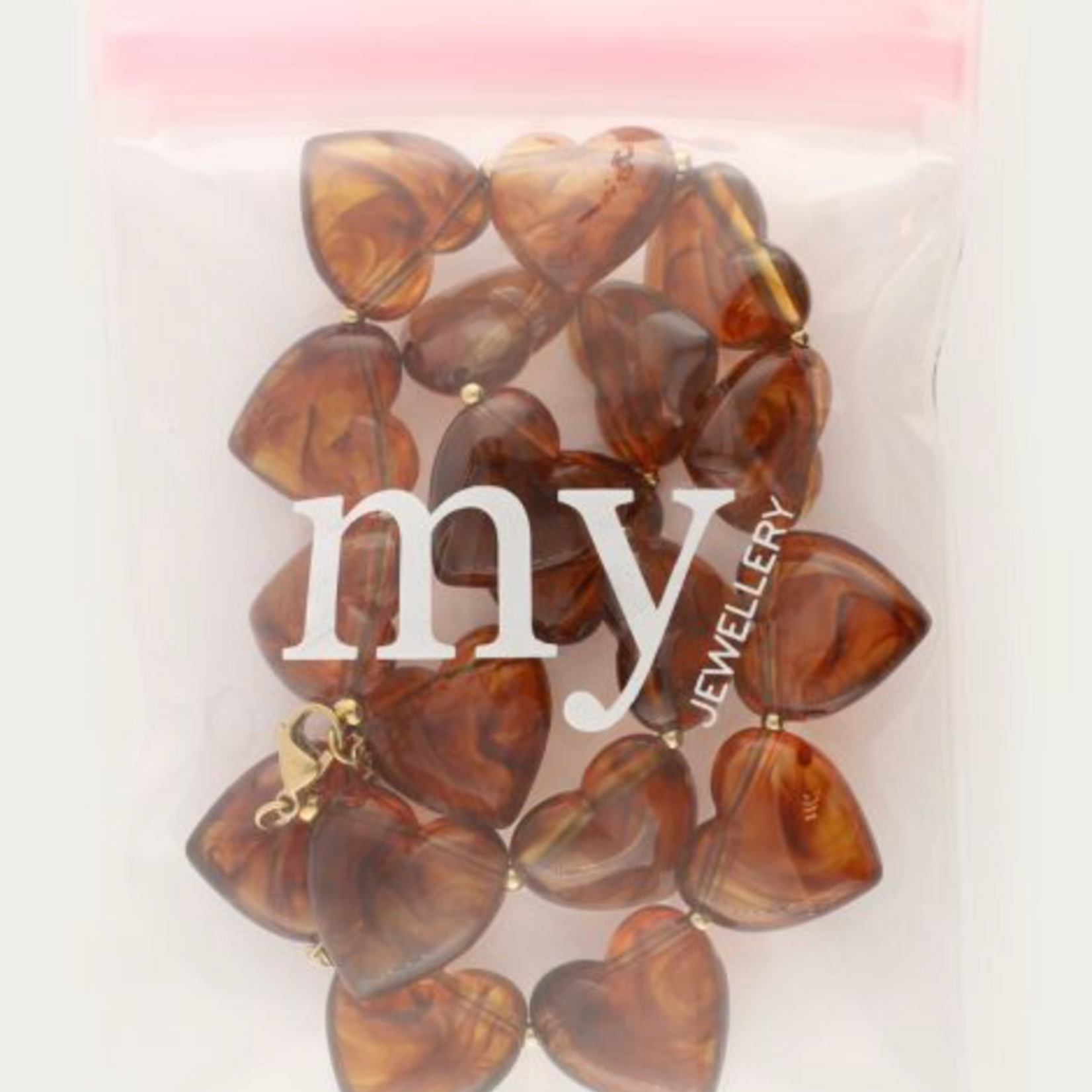 MY JEWELLERY MY JEWELLERY - Bruine statement ketting met hartjes