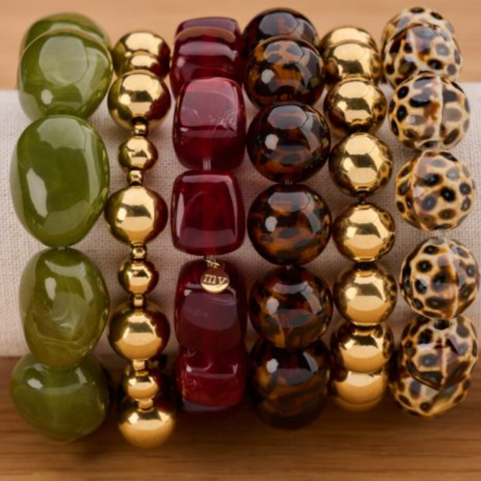 MY JEWELLERY MY JEWELLERY - Donkergroene statement armband met kralen