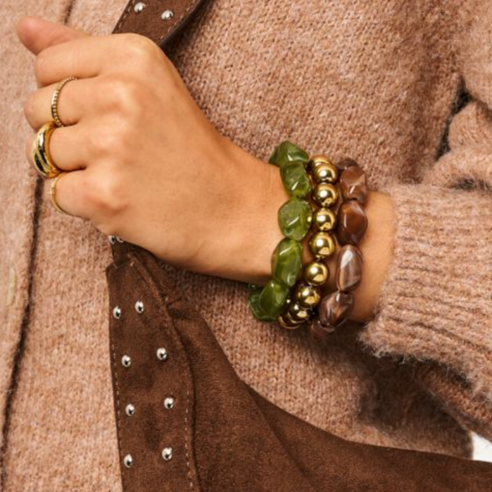 MY JEWELLERY MY JEWELLERY - Groene armband met ovalen kralen