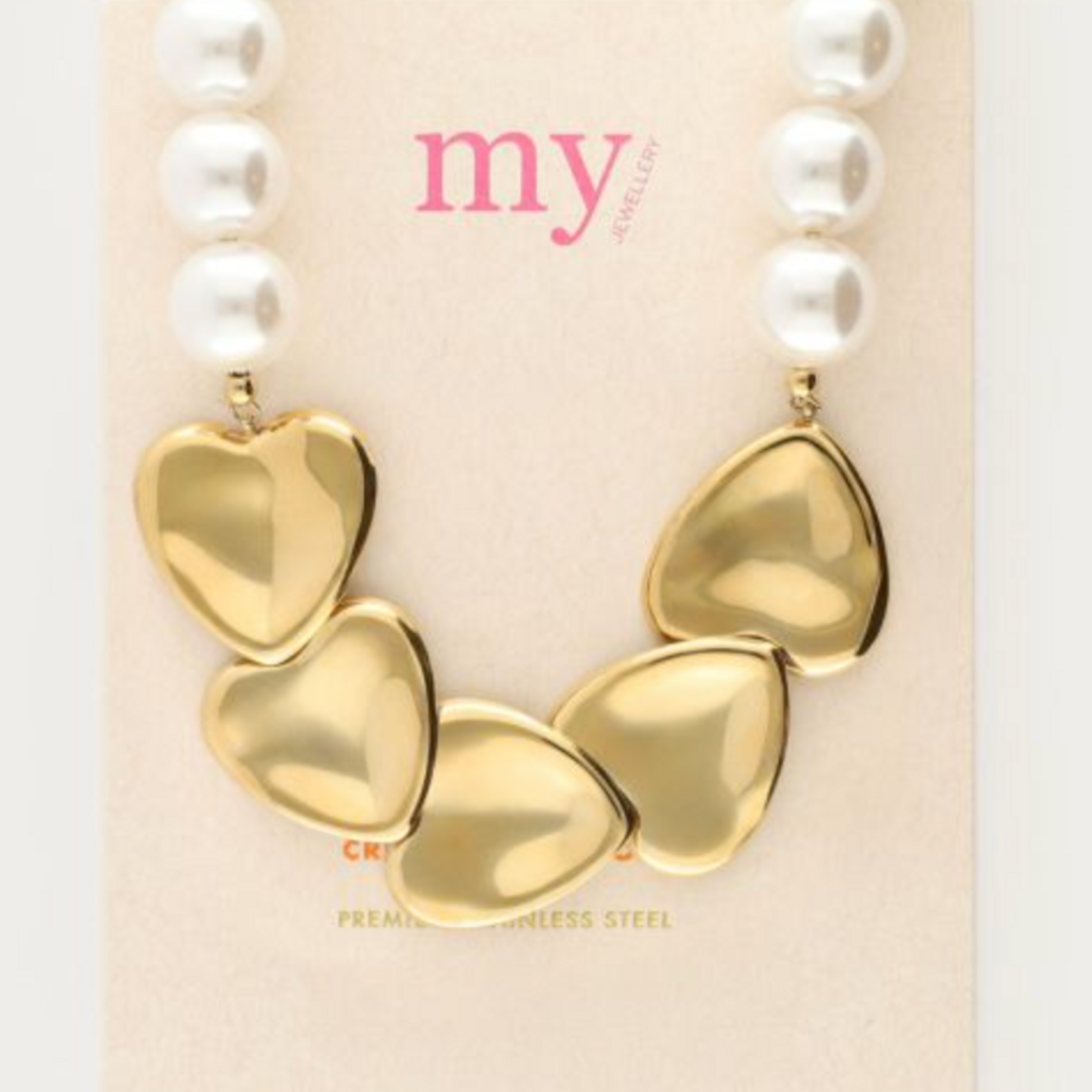 MY JEWELLERY MY JEWELLERY - Statement ketting met imitatieparels en hartjes