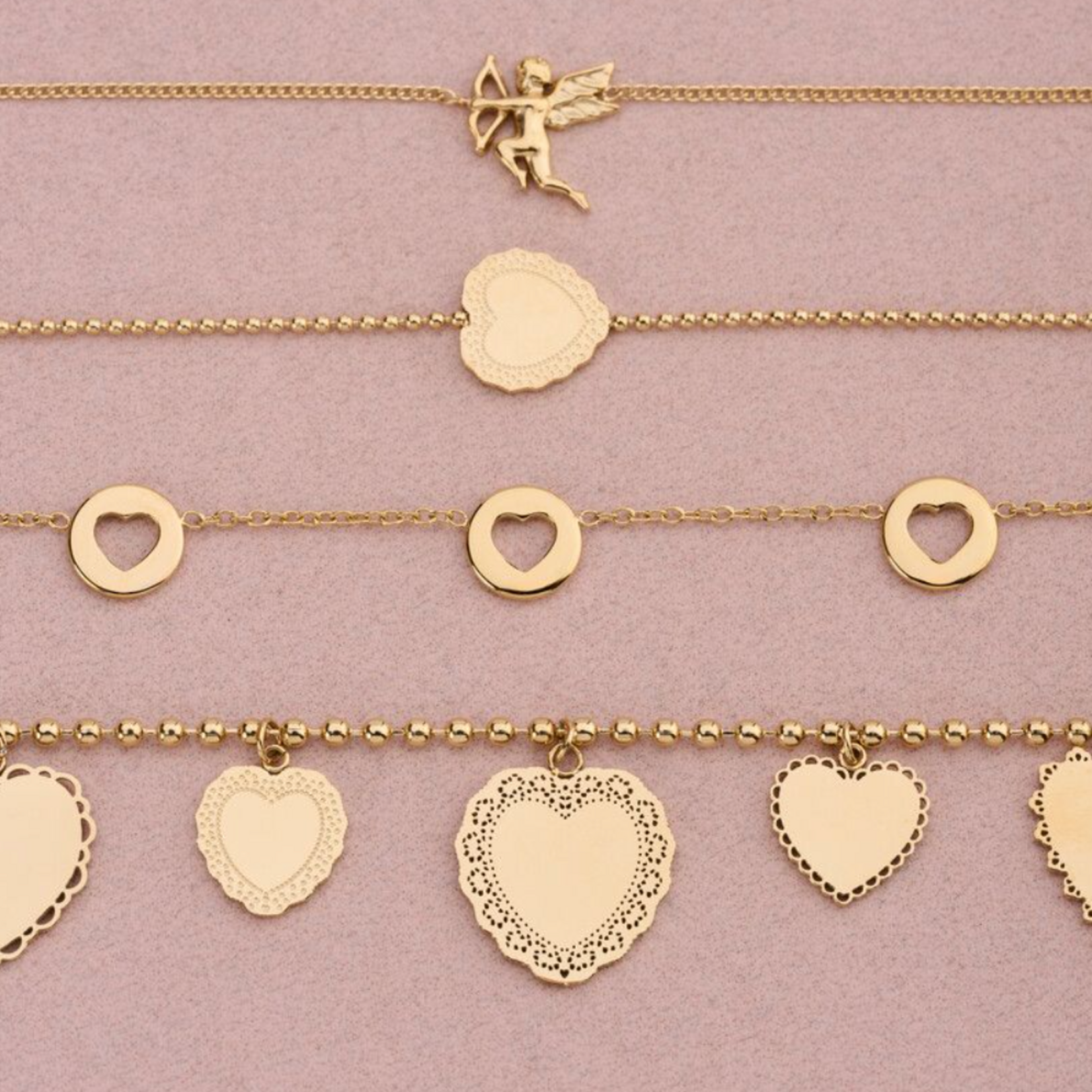 MY JEWELLERY MY JEWELLERY - Love armband met open hartjes goud