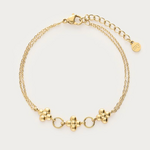 MY JEWELLERY MY JEWELLERY - Minimalistische dubbele armband met drie bloemen goud