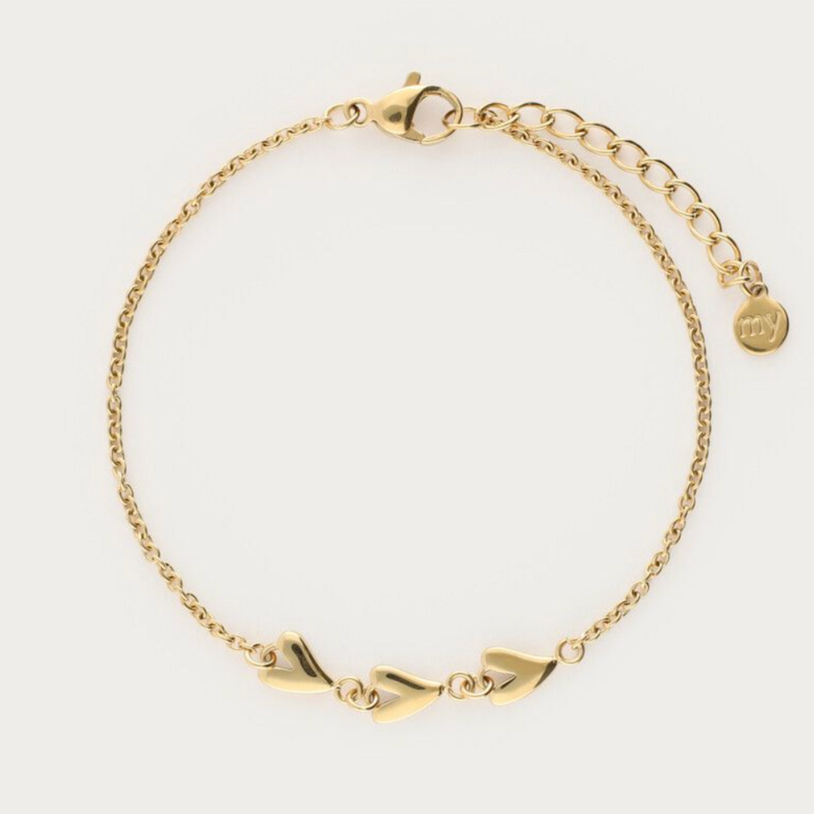 MY JEWELLERY MY JEWELLERY - Minimalistische armband met drie hartjes goud