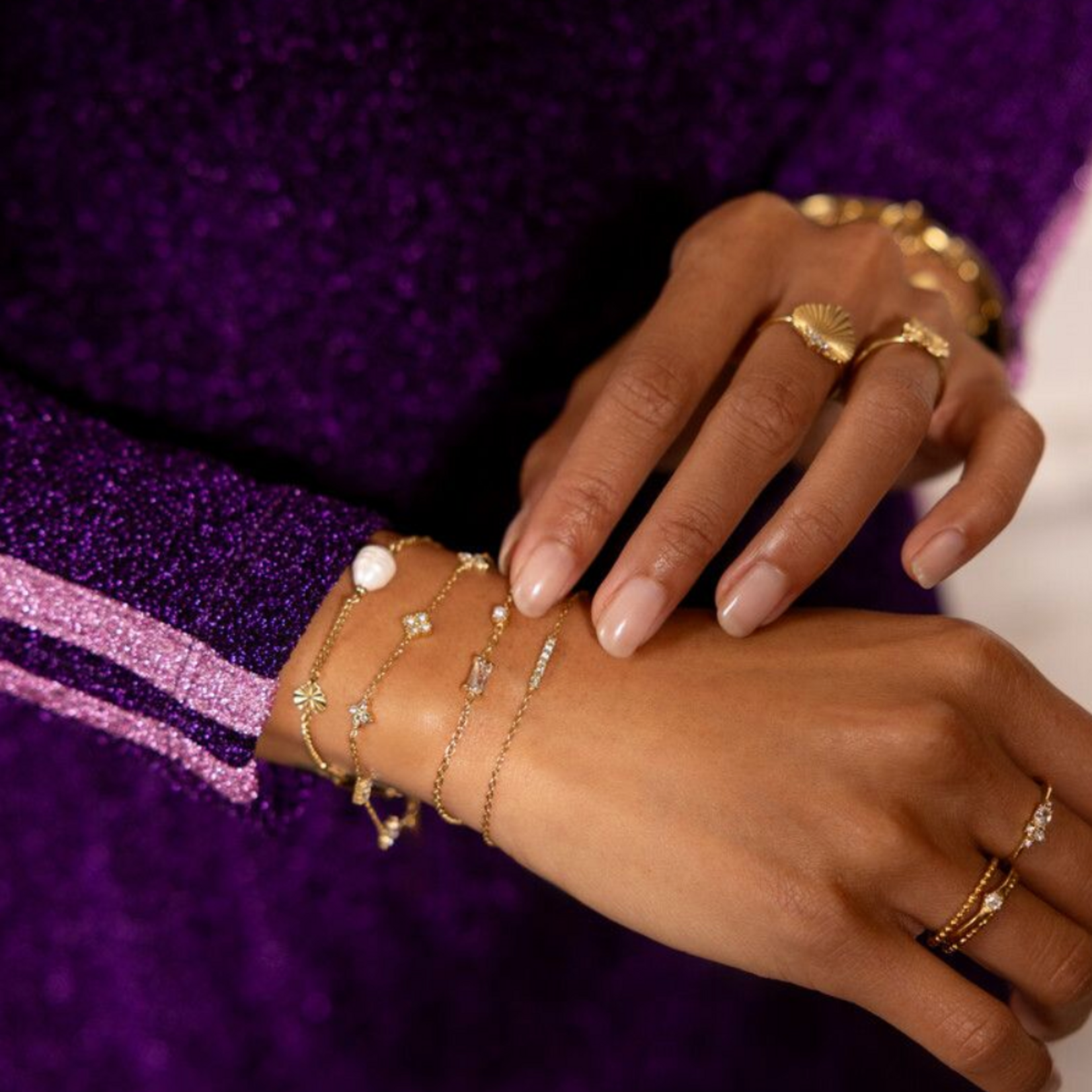 MY JEWELLERY MY JEWELLERY - Midnight armband met fijne strass goud