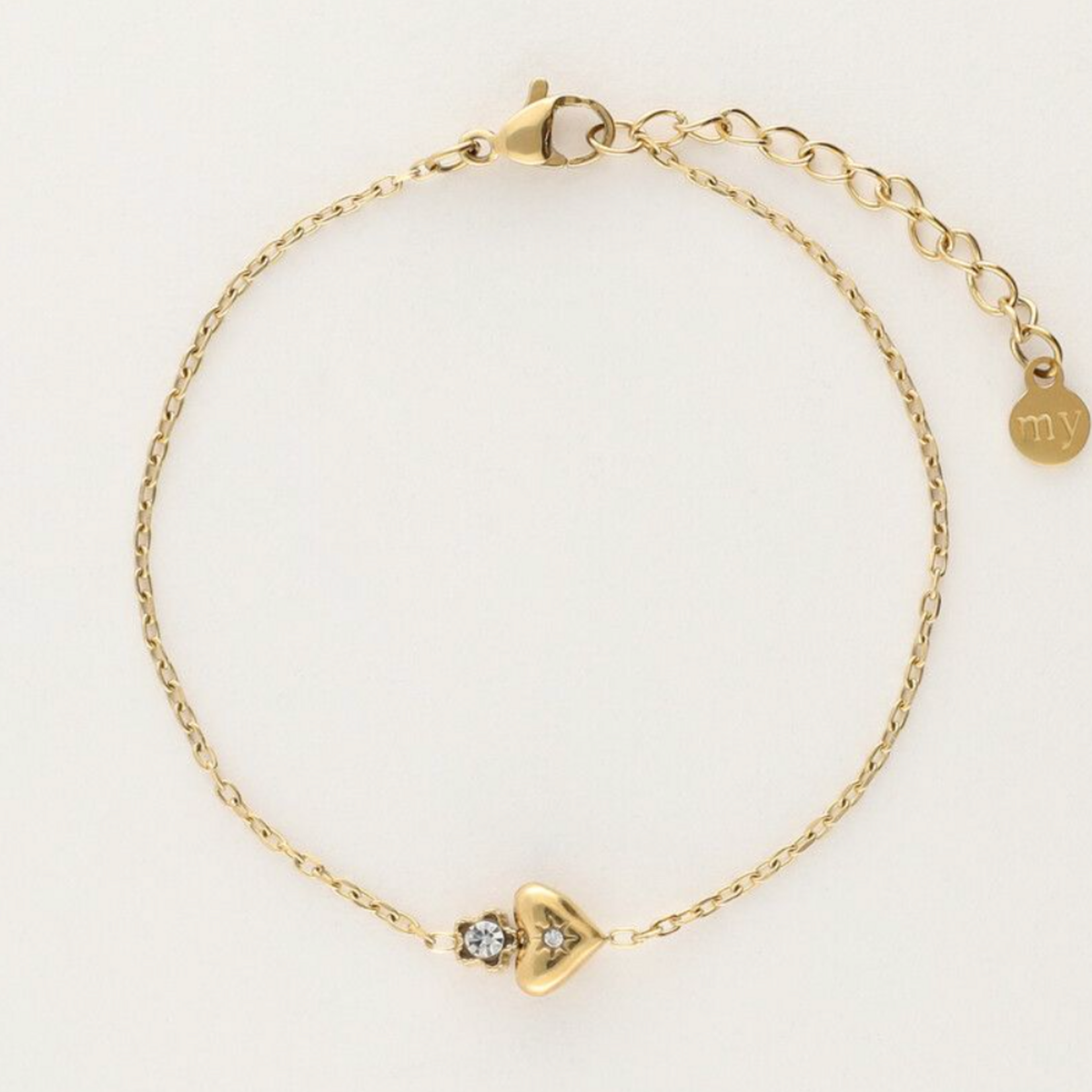 MY JEWELLERY MY JEWELLERY - Minimalistische armband met hart & bloemetje goud