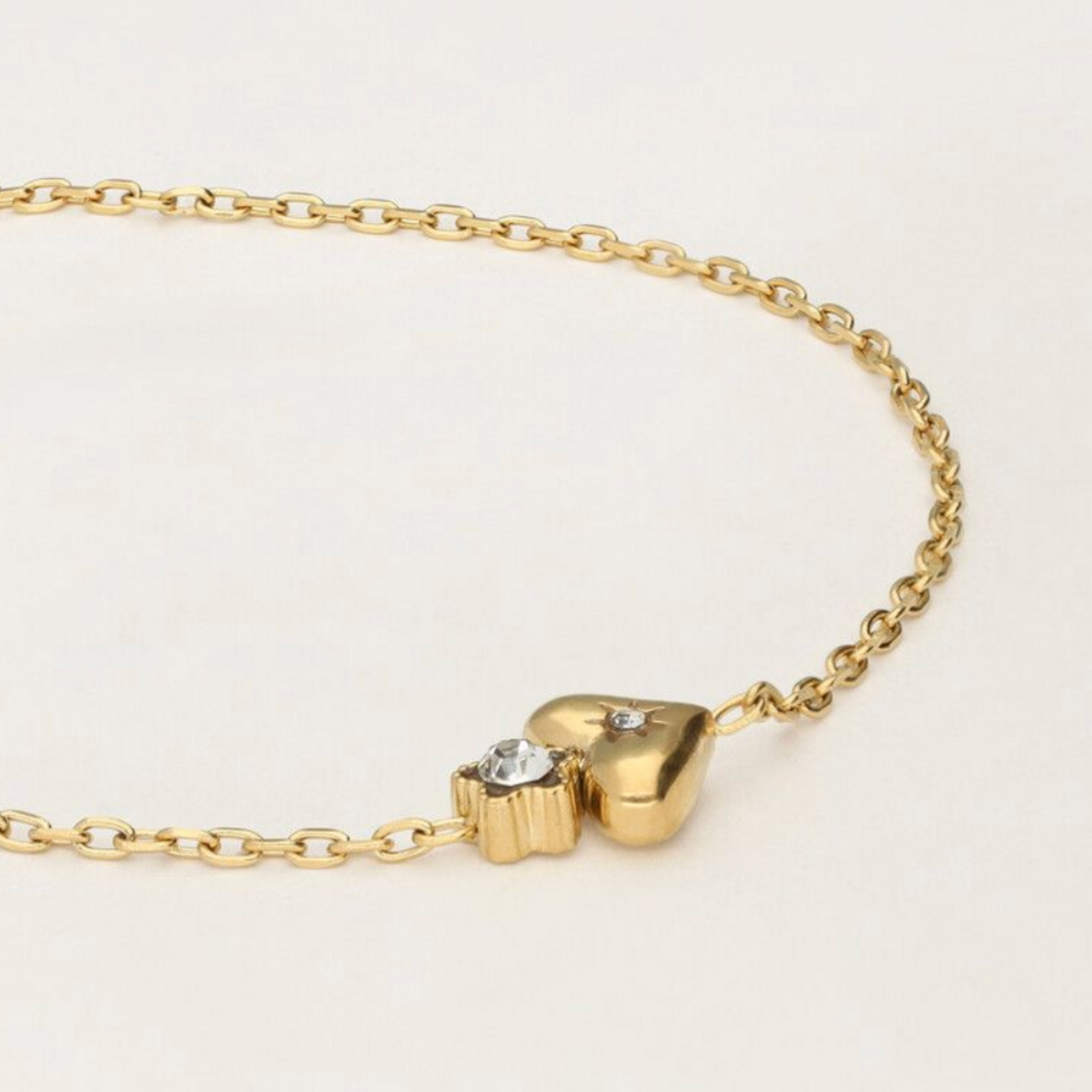 MY JEWELLERY MY JEWELLERY - Minimalistische armband met hart & bloemetje goud