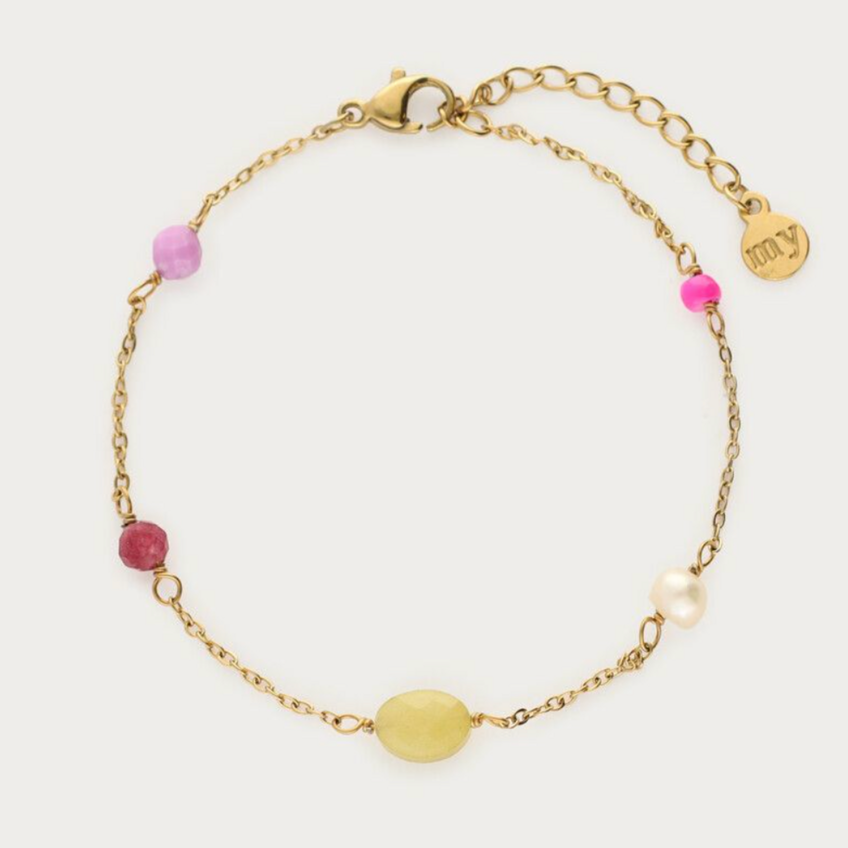 MY JEWELLERY MY JEWELLERY - Armband met zoetwaterparels & multikleur kralen goud