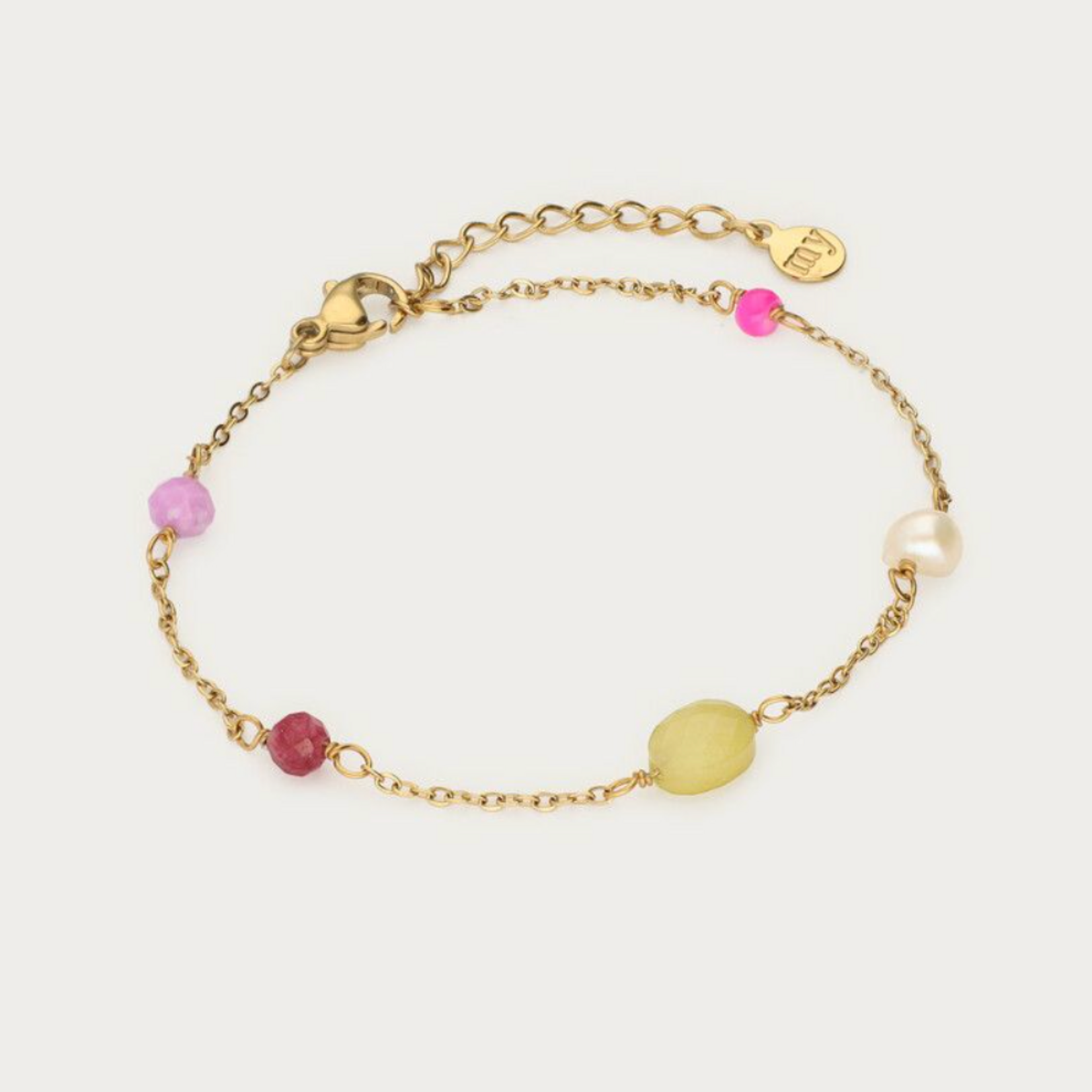 MY JEWELLERY MY JEWELLERY - Armband met zoetwaterparels & multikleur kralen goud
