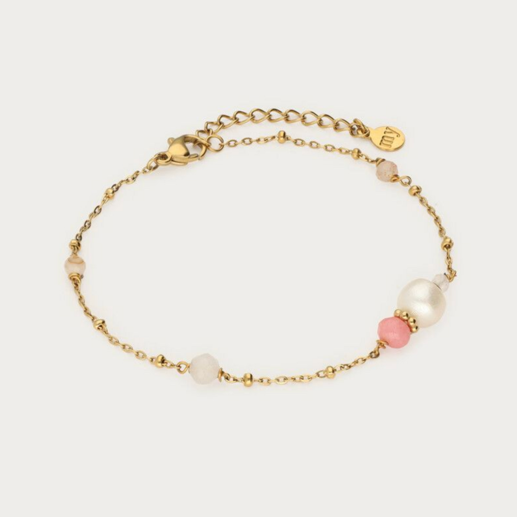 MY JEWELLERY MY JEWELLERY - Armband met zoetwaterparels & roze kralen goud