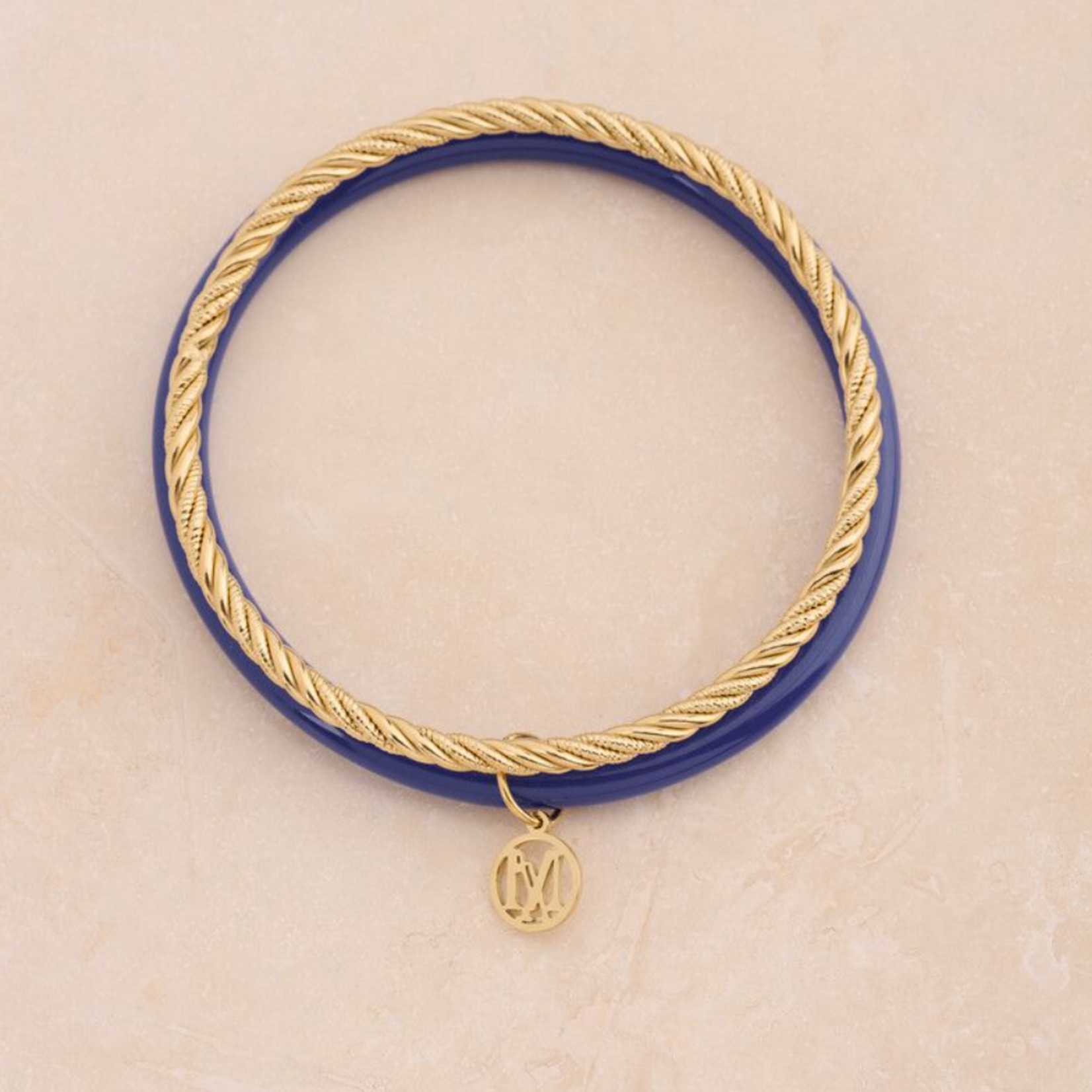 MY JEWELLERY MY JEWELLERY - Donkerblauwe dunne bangle set goud