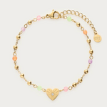 MY JEWELLERY MY JEWELLERY - Armband met hartje & gekleurde kralen goud