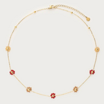 MY JEWELLERY MY JEWELLERY - Minimalistische ketting met burgundy bloemen kralen goud