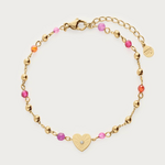 MY JEWELLERY MY JEWELLERY - Armband met hartjes hanger & paarse kralen goud