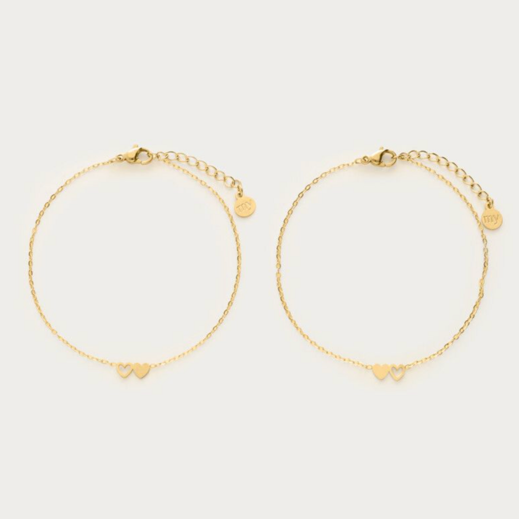 MY JEWELLERY MY JEWELLERY - Armbanden set twee hartjes goud