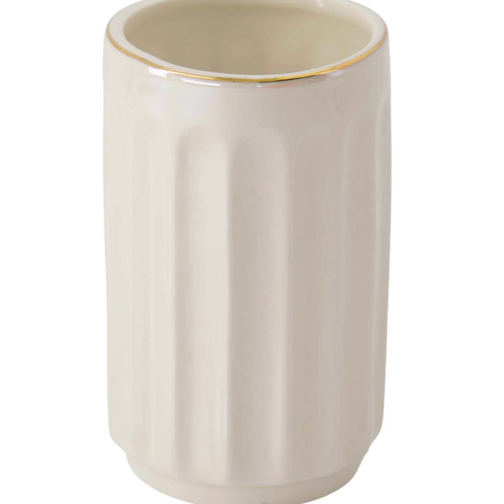 ZUSSS ZUSSS - tafelvaasje keramiek ribbel parelmoer