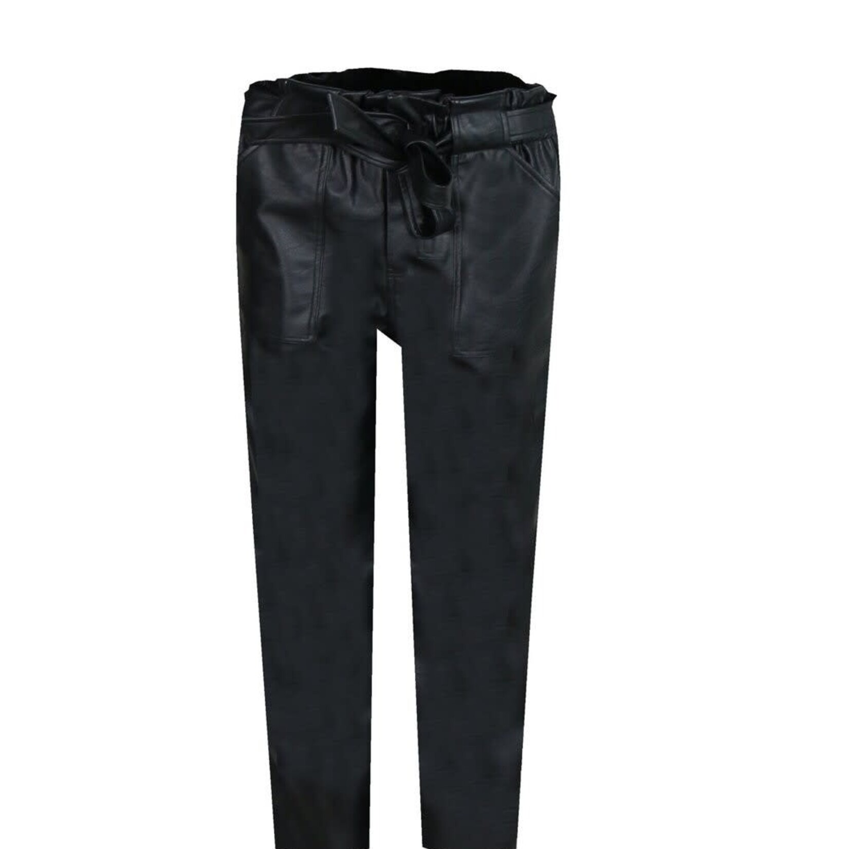 FLURESK FLURESK - Broek Bobby zwart leatherlook MAAT 44