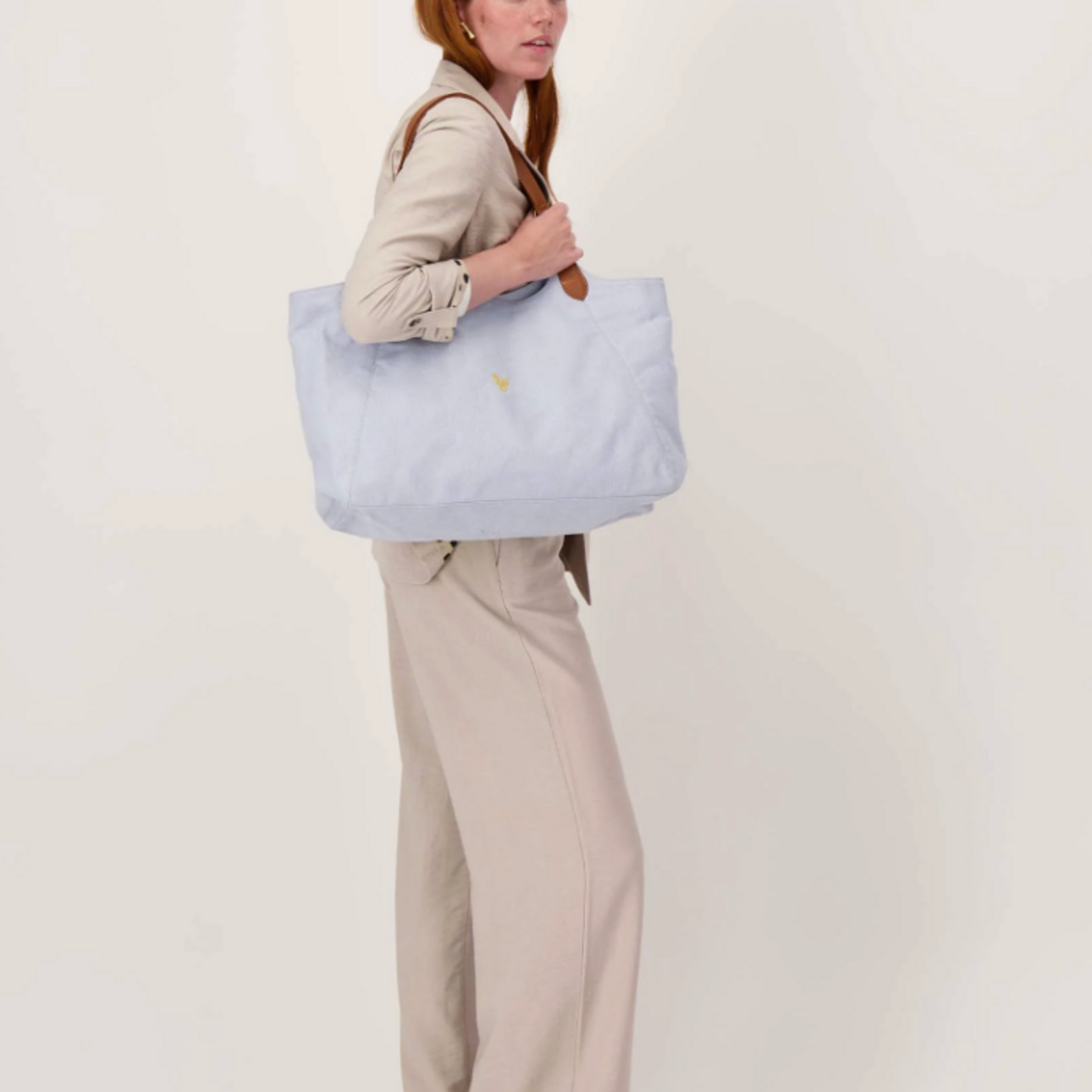 ZUSSS ZUSSS - Love tote bag met leren details sky blue