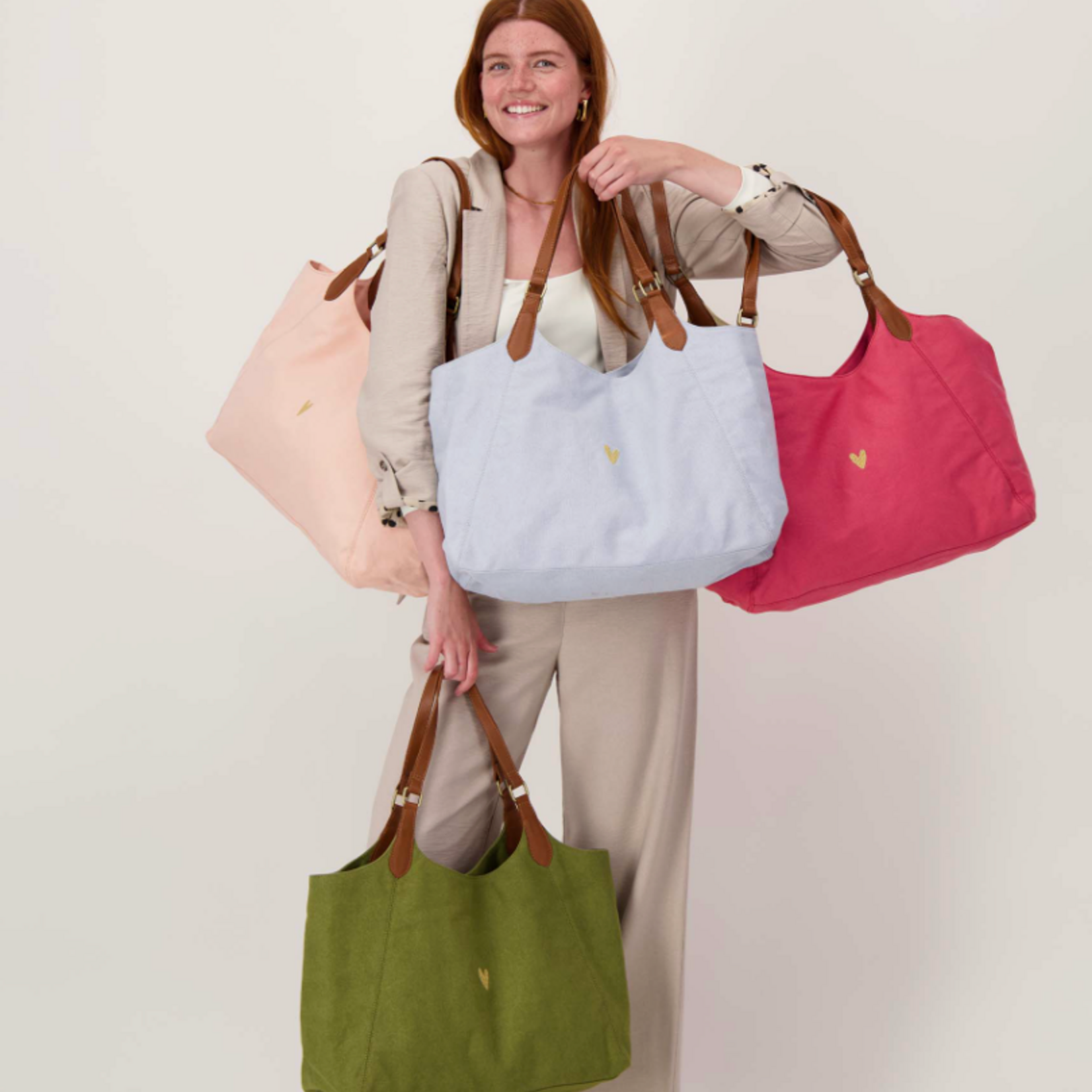 ZUSSS ZUSSS - Love tote bag met leren details sky blue