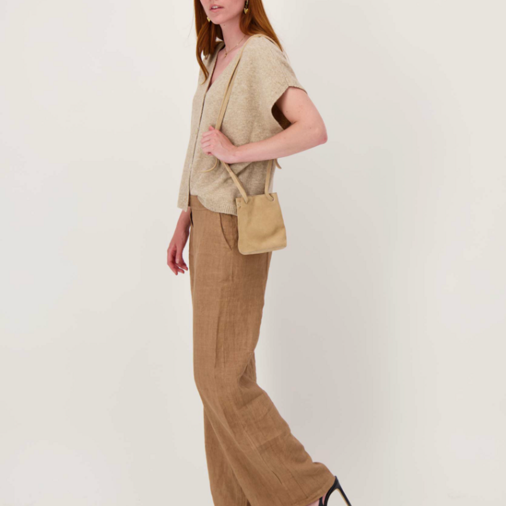 ZUSSS ZUSSS - Suede mini tasje beige