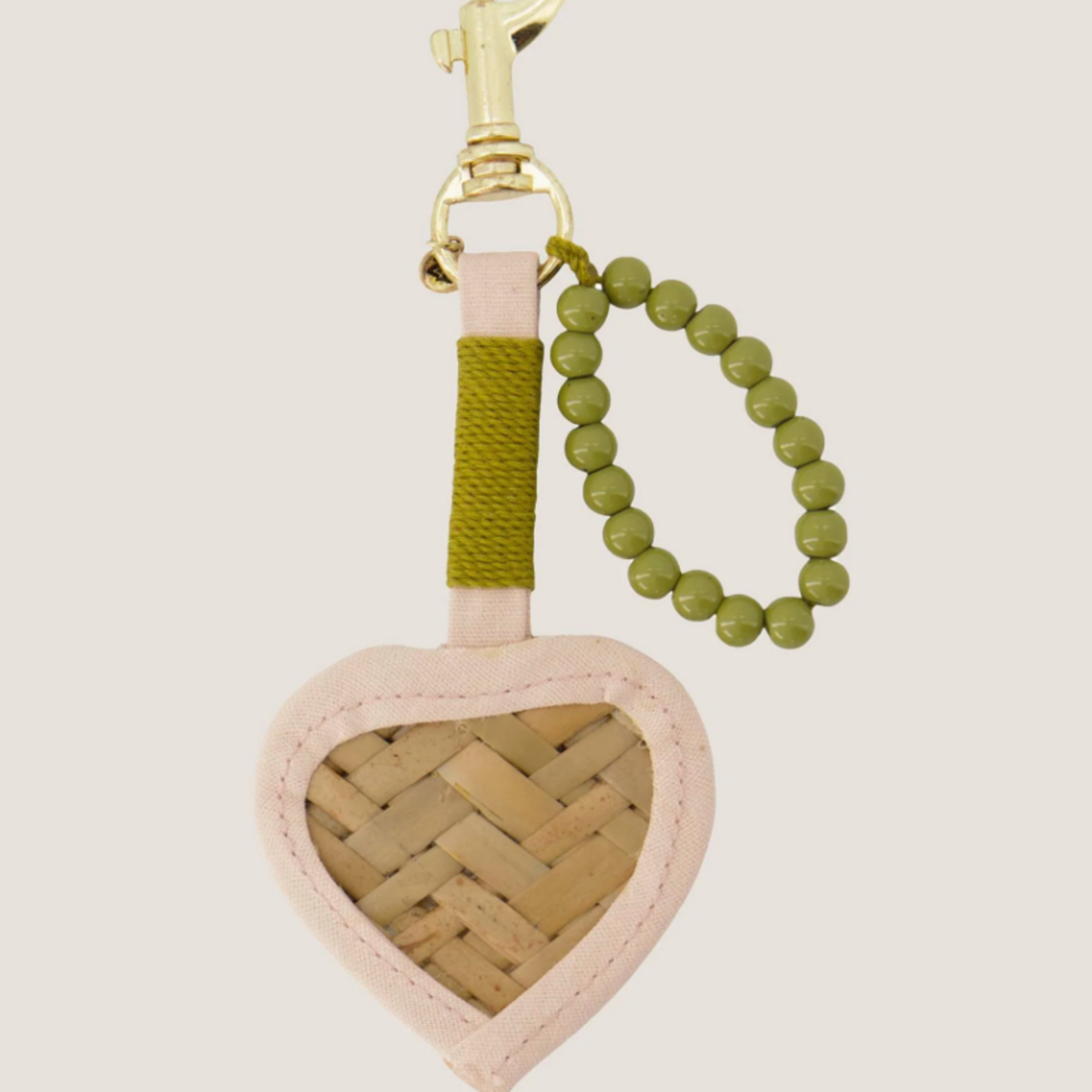 ZUSSS ZUSSS - Sleutel/tas hanger met gevlochten hart crispy pink / light mossgreen