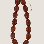 ZUSSS ZUSSS - Ketting van platte kralen mid brown