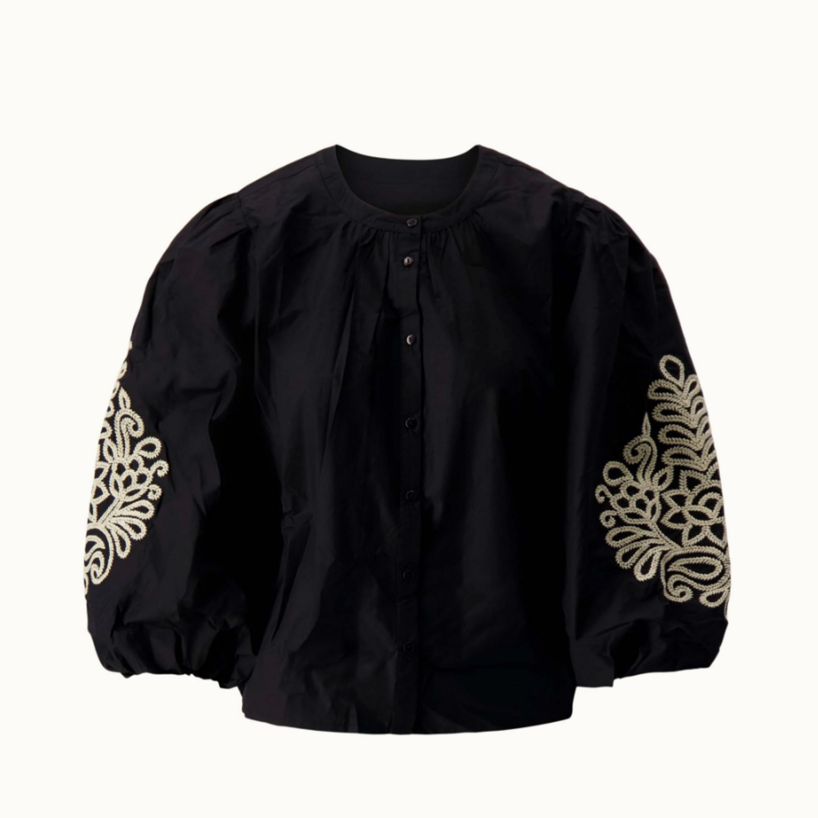 ZUSSS ZUSSS - Blouse met borduur mouwen zwart