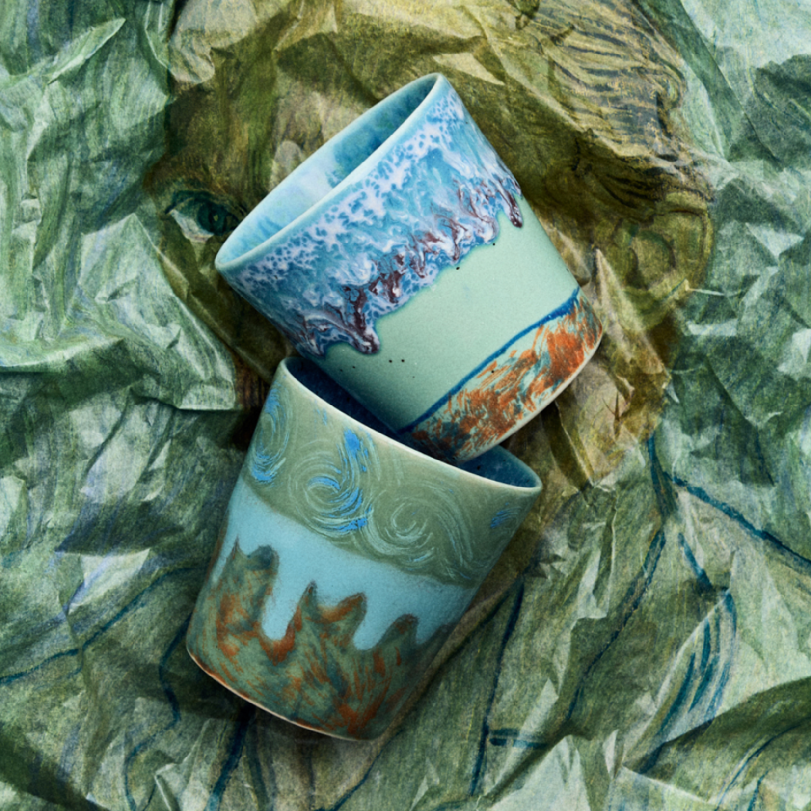 HKLIVING HKLIVING - Koffie mok van Gogh set van 2 zelf portret kst2002