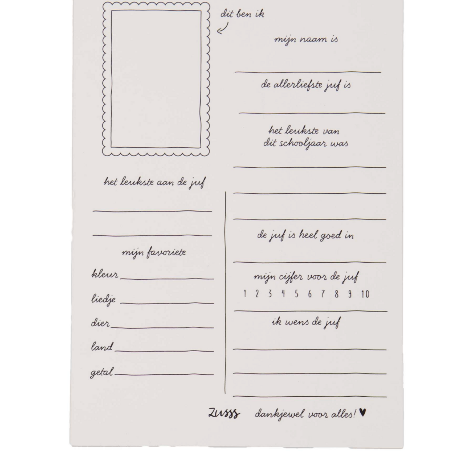 ZUSSS ZUSSS - Ansichtkaart armbandje liefste juf