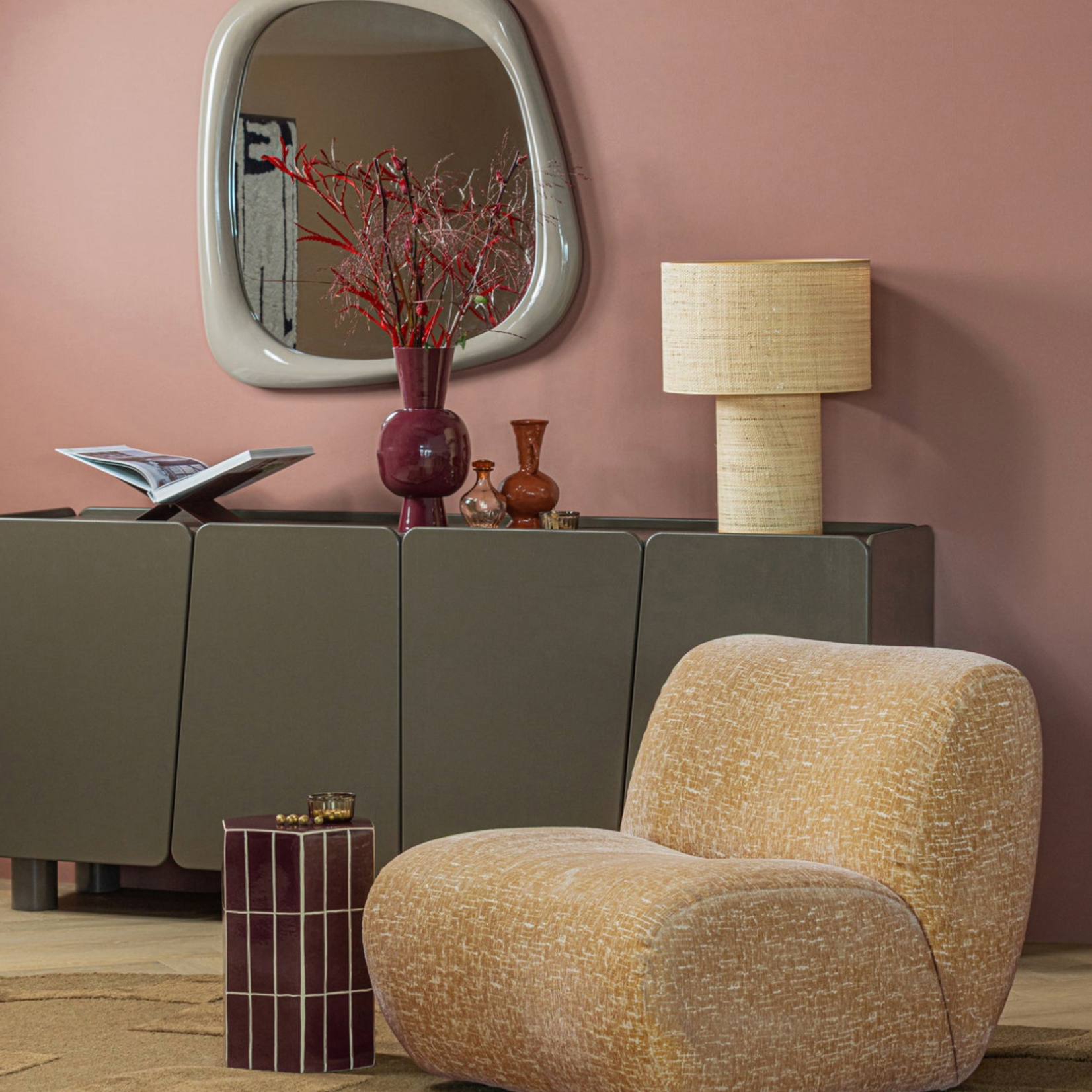 WOOOD EXCLUSIVE WOOOD - Plu decoratieve bijzettafel 42X30X26cm keramiek paars