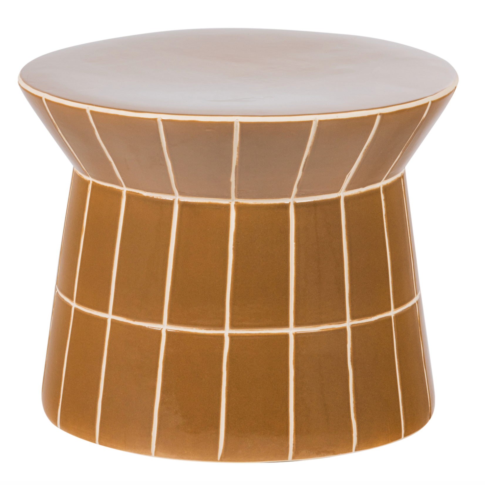 WOOOD EXCLUSIVE WOOOD - Plu decoratieve bijzettafel  Ø38X30cm keramiek honinggeel