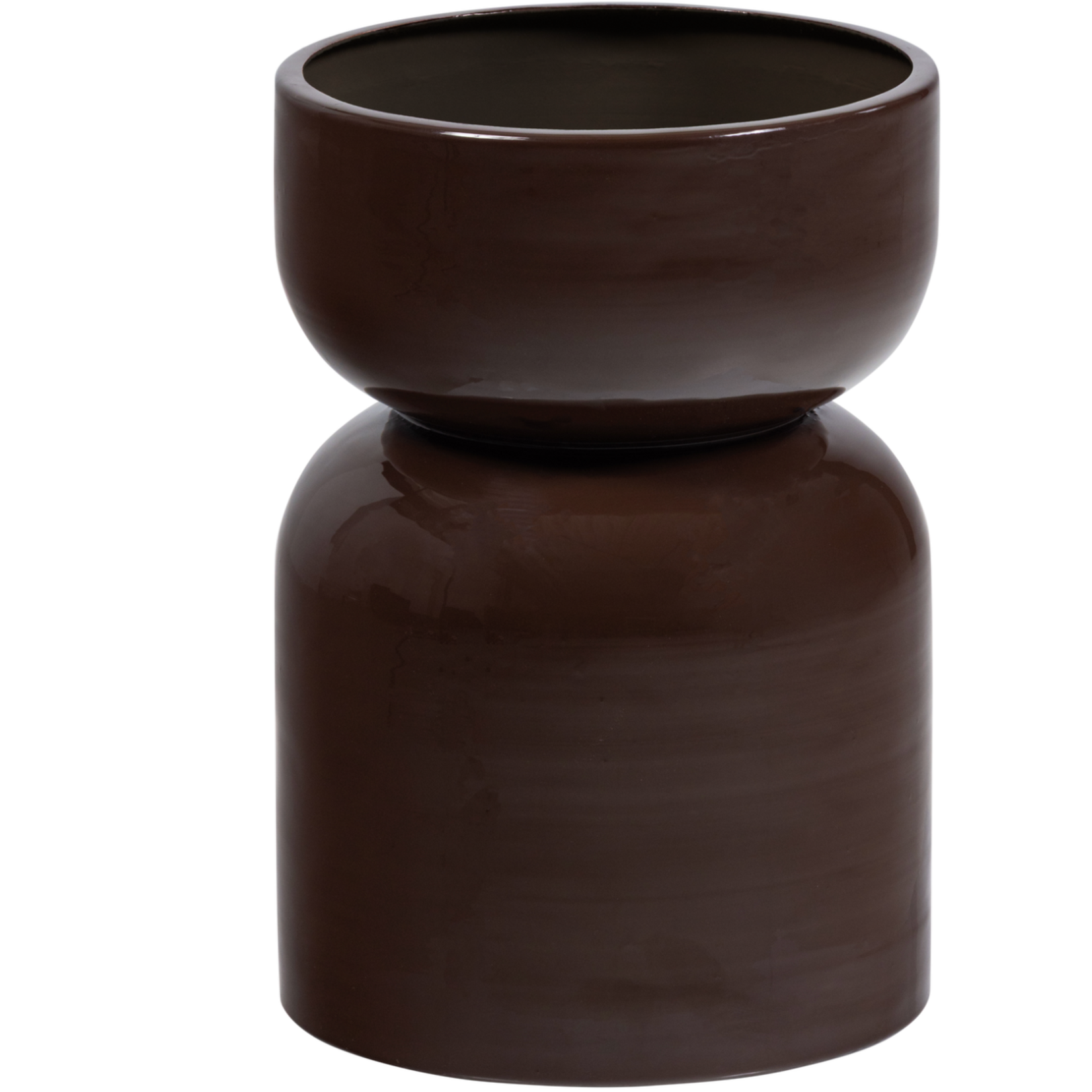WOOOD EXCLUSIVE WOOOD - Toval plantenpot laag metaal hoogglans paars/bruin