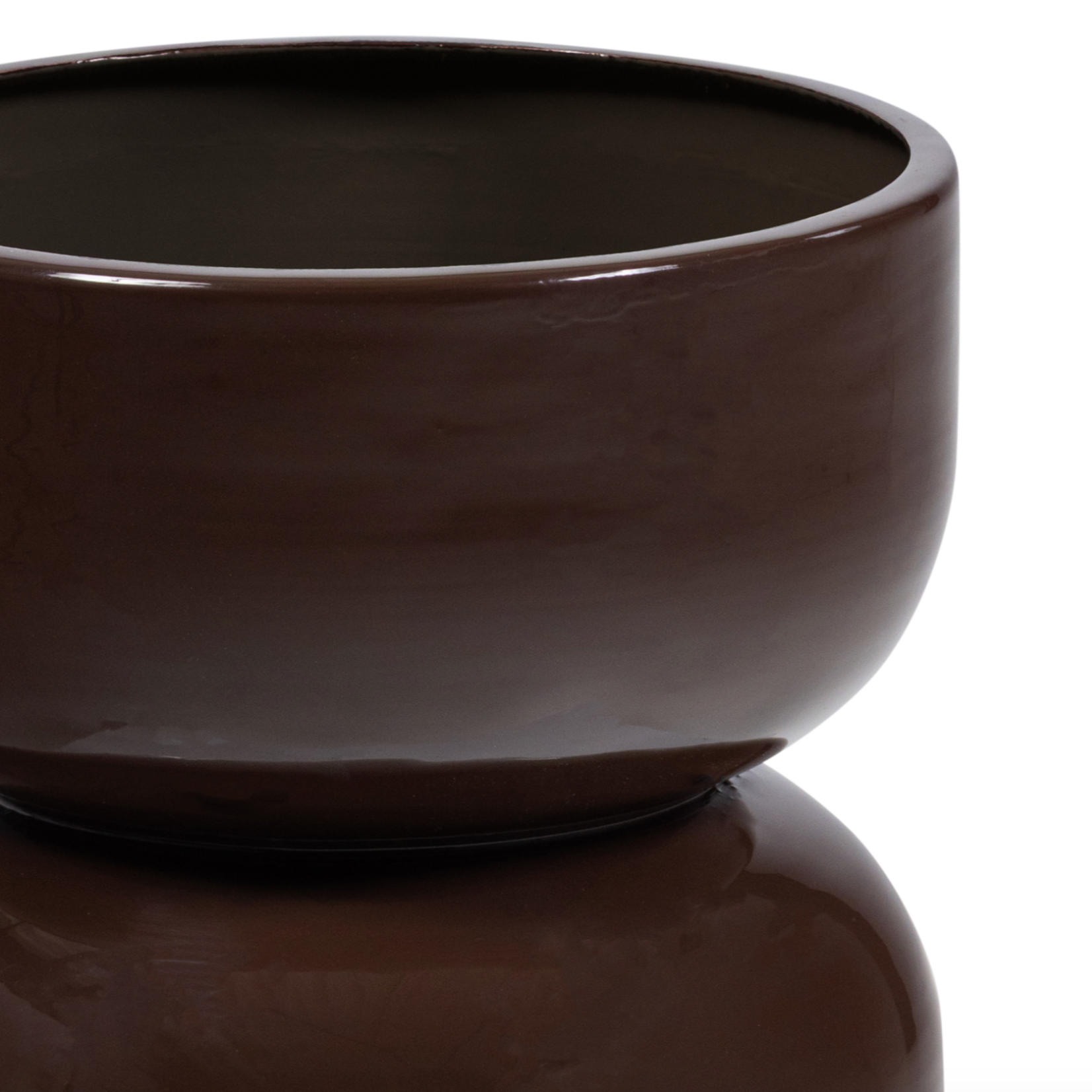 WOOOD EXCLUSIVE WOOOD - Toval plantenpot laag metaal hoogglans paars/bruin