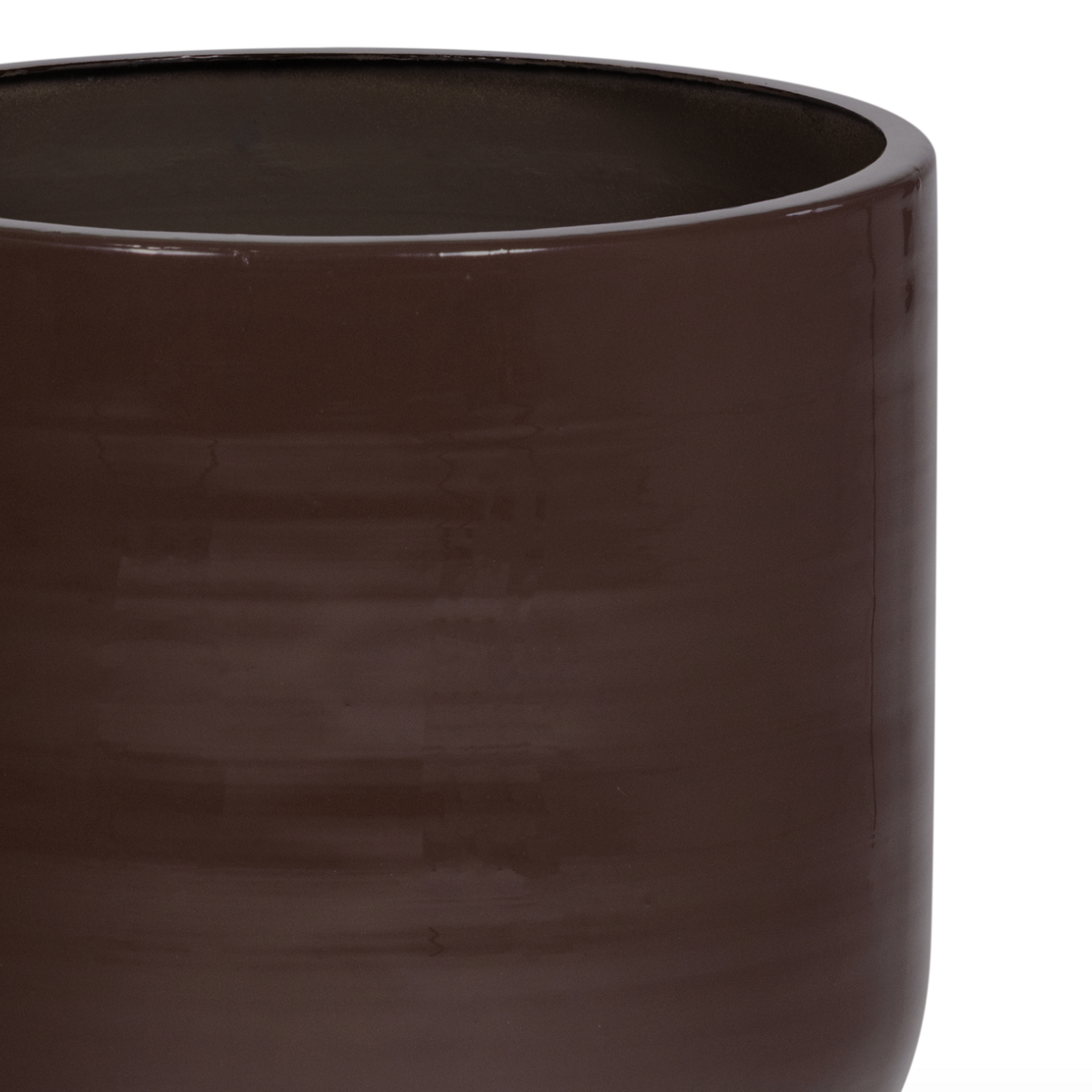 WOOOD EXCLUSIVE WOOOD - Toval plantenpot laag metaal hoogglans paars/bruin