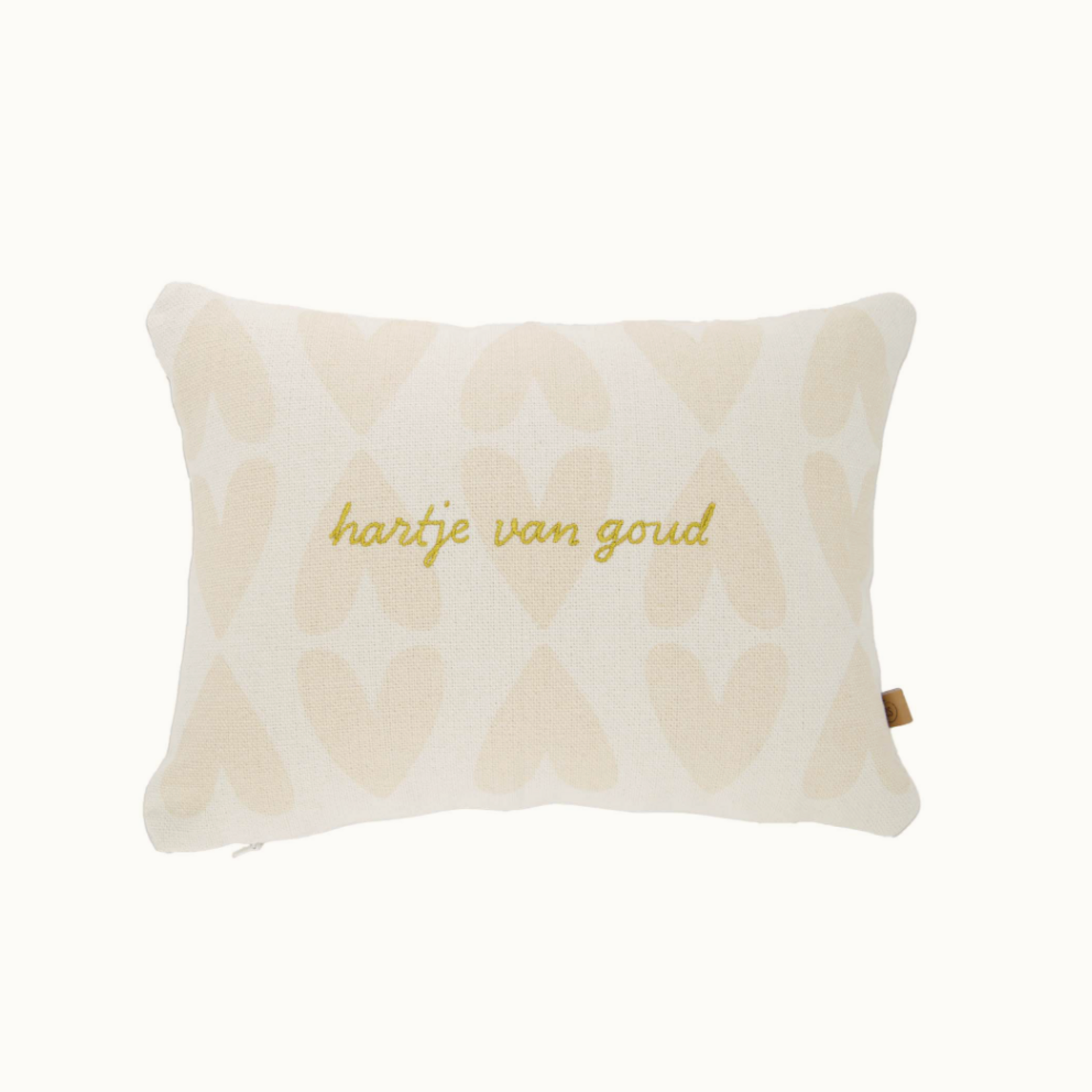 ZUSSS ZUSSS - Kussen hartje van goud 35x25cm off white/ goud