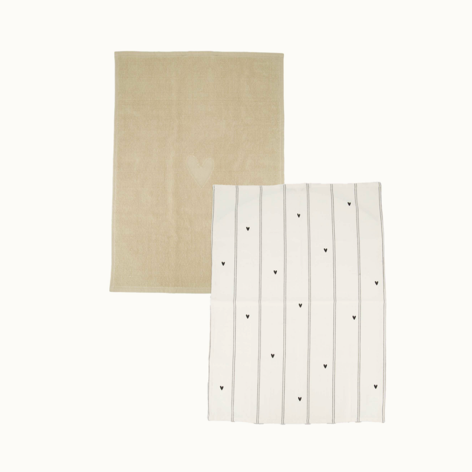 ZUSSS ZUSSS - Keukenset strepen / hartjes zand / antracietgrijs