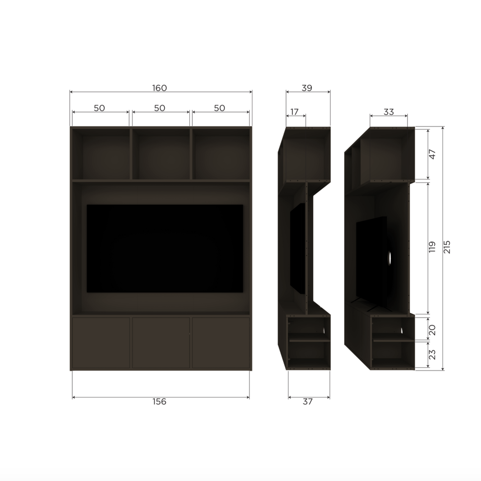 WOOOD EXCLUSIVE WOOOD - TV Opbergkast Meggy 160cm grenen middenbruin [fsc]