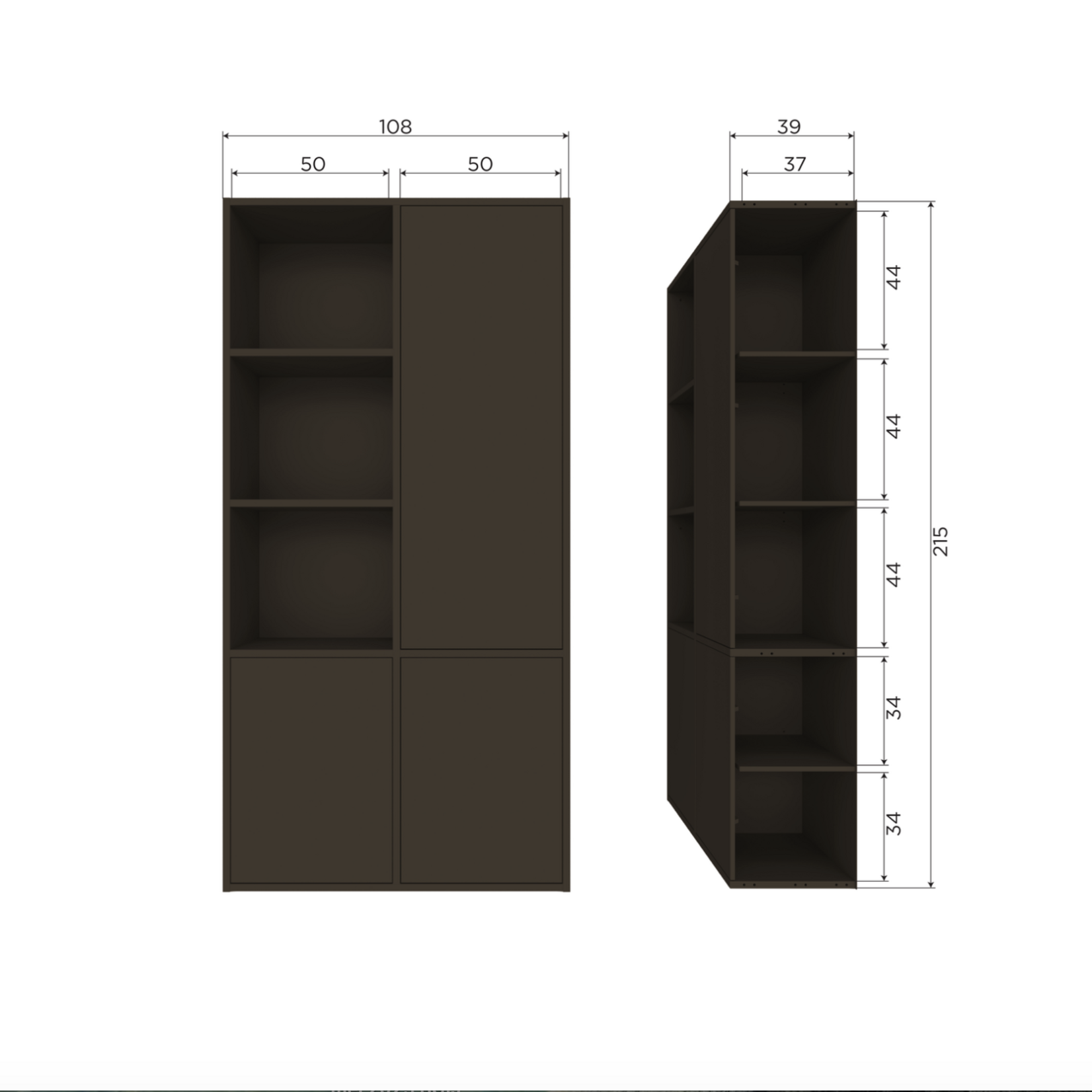 WOOOD EXCLUSIVE WOOOD - Opbergkast Meggy rechts 108cm grenen middenbruin [fsc]