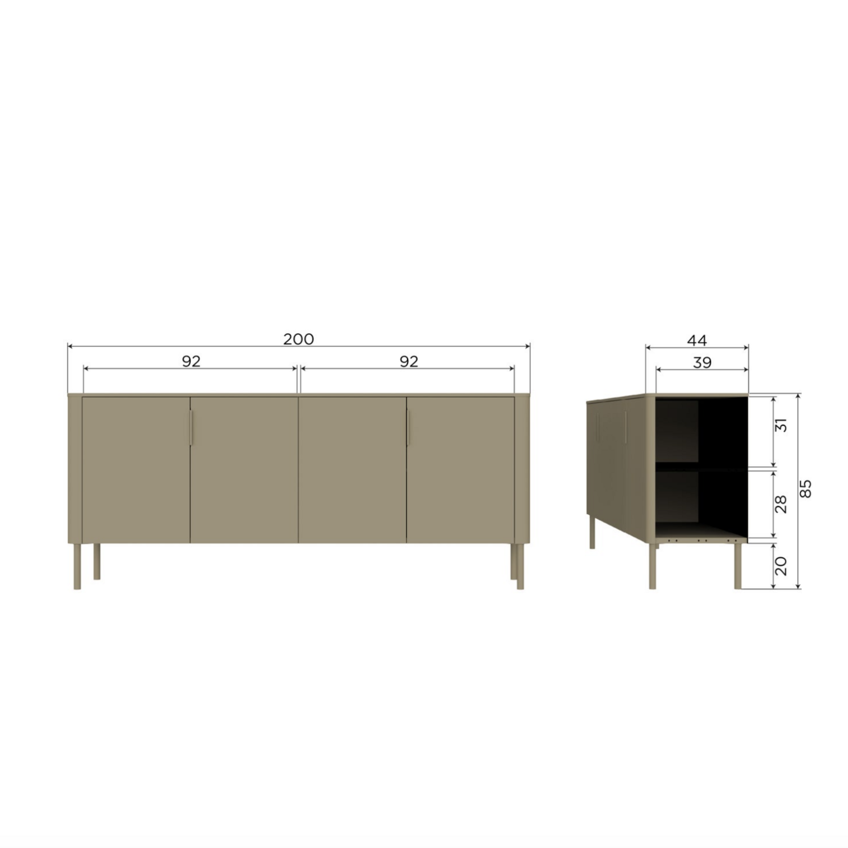 WOOOD EXCLUSIVE WOOOD - Dressoir Gunnar 200 CM Grenen modder