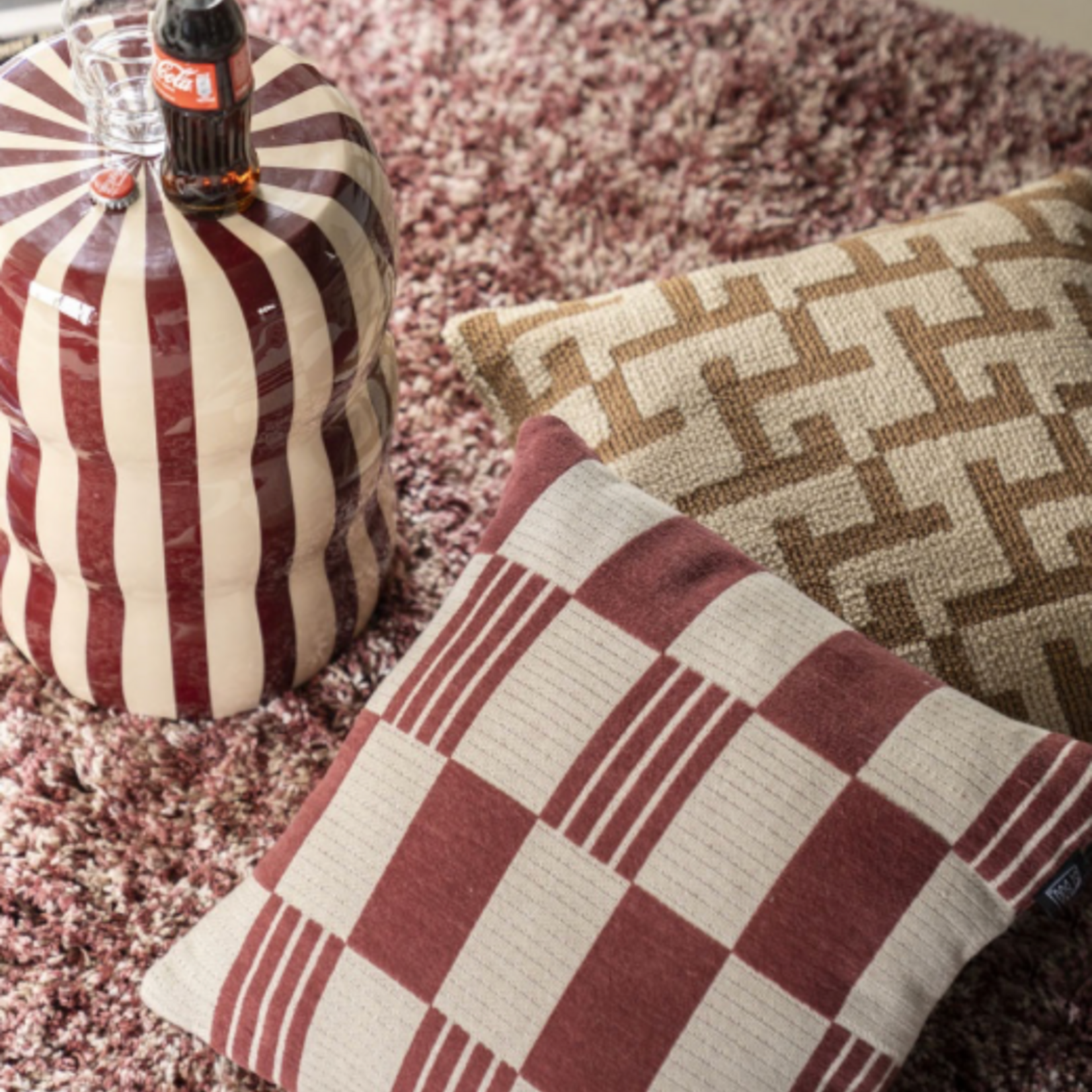 BY BOO BY-BOO - Kussen twist 45x45cm burgundy