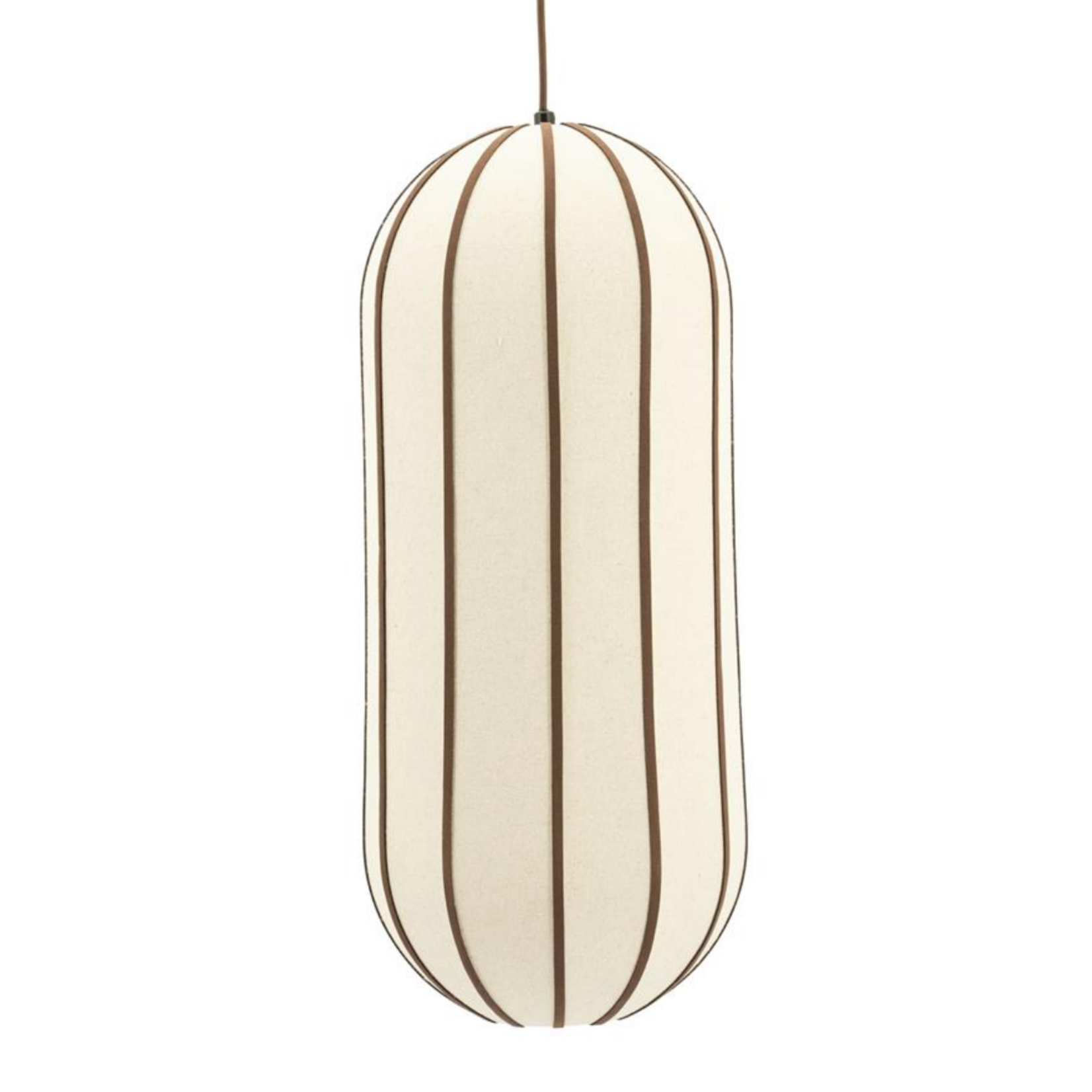 BY BOO BY-BOO - Hanglamp cocoon natural 66cmx28cm  linnen en leder