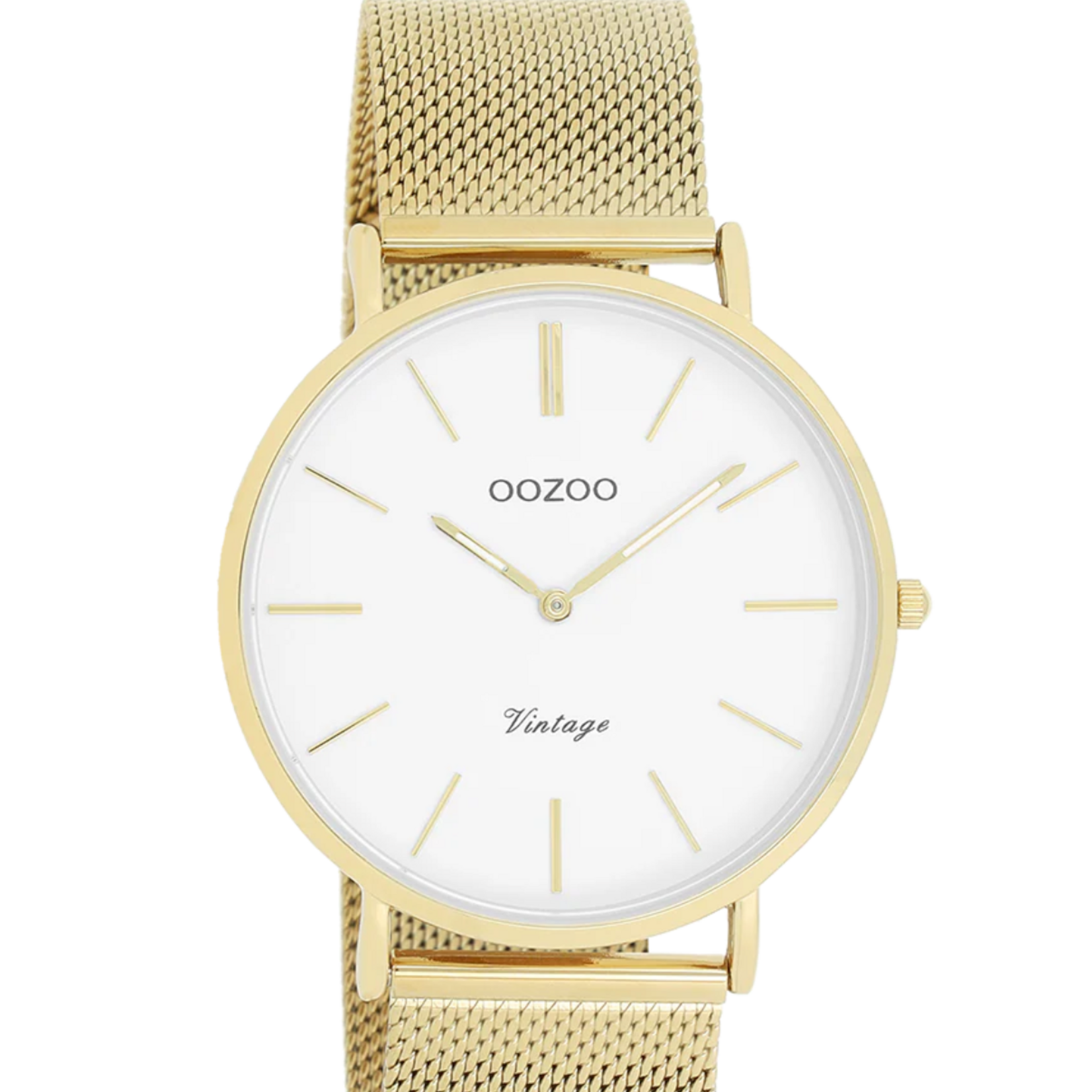 OOZOO OOZOO - Horloge goudkleurig met metalen mesh armband - C9909