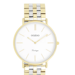 OOZOO OOZOO - Horloge Goudkleurig met zilverkleurig/gouden roestvrijstalen armband - C20402