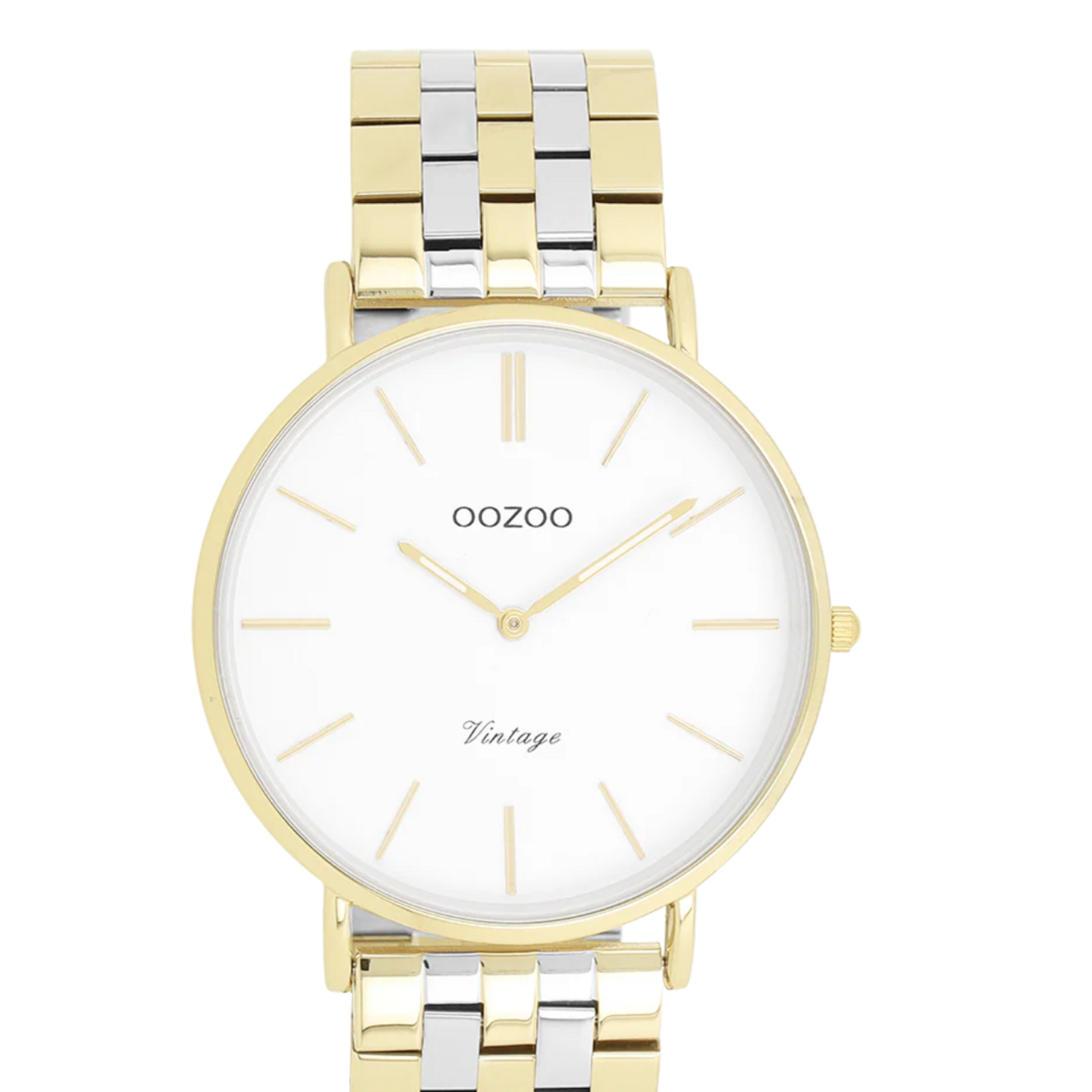 OOZOO OOZOO - Horloge Goudkleurig met zilverkleurig/gouden roestvrijstalen armband - C20402