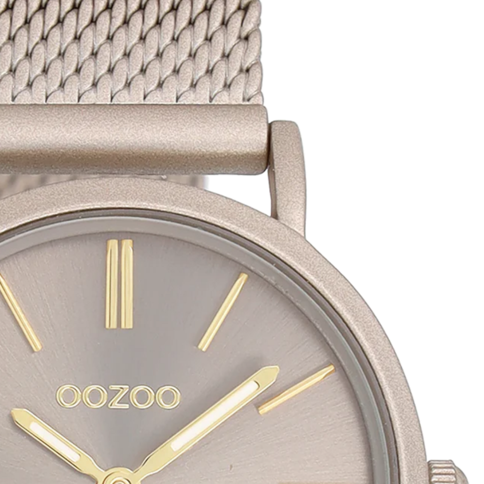 OOZOO OOZOO - Horloge Taupe met metalen mesh armband  C20339