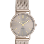 OOZOO OOZOO - Horloge Taupe met metalen mesh armband  C20339