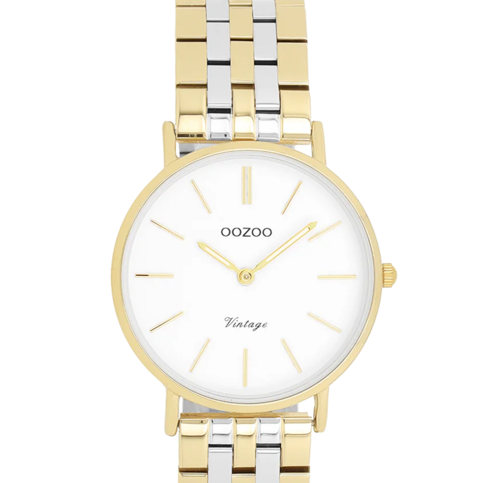 OOZOO OOZOO - Horloge goudkleurig met zilverkleurig/gouden roestvrijstalen armband - C20407