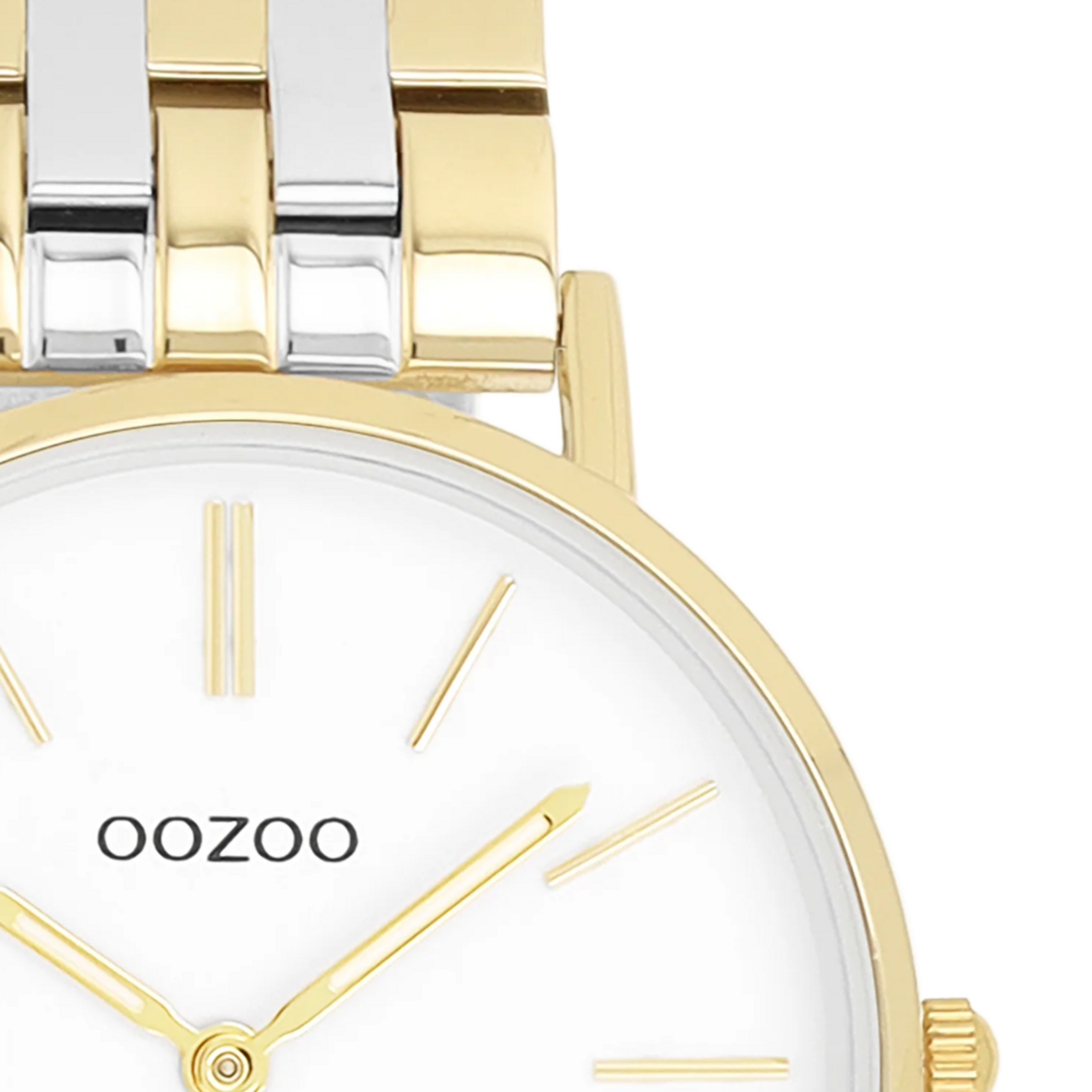 OOZOO OOZOO - Horloge goudkleurig met zilverkleurig/gouden roestvrijstalen armband - C20407