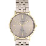 OOZOO OOZOO - Horloge goudkleurige met taupe roestvrijstalen armband - C20409